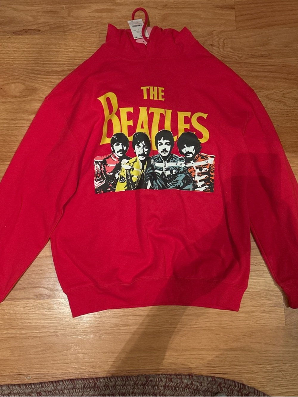 The Beatles Red Graphic Sweatshirt with Yellow Logo